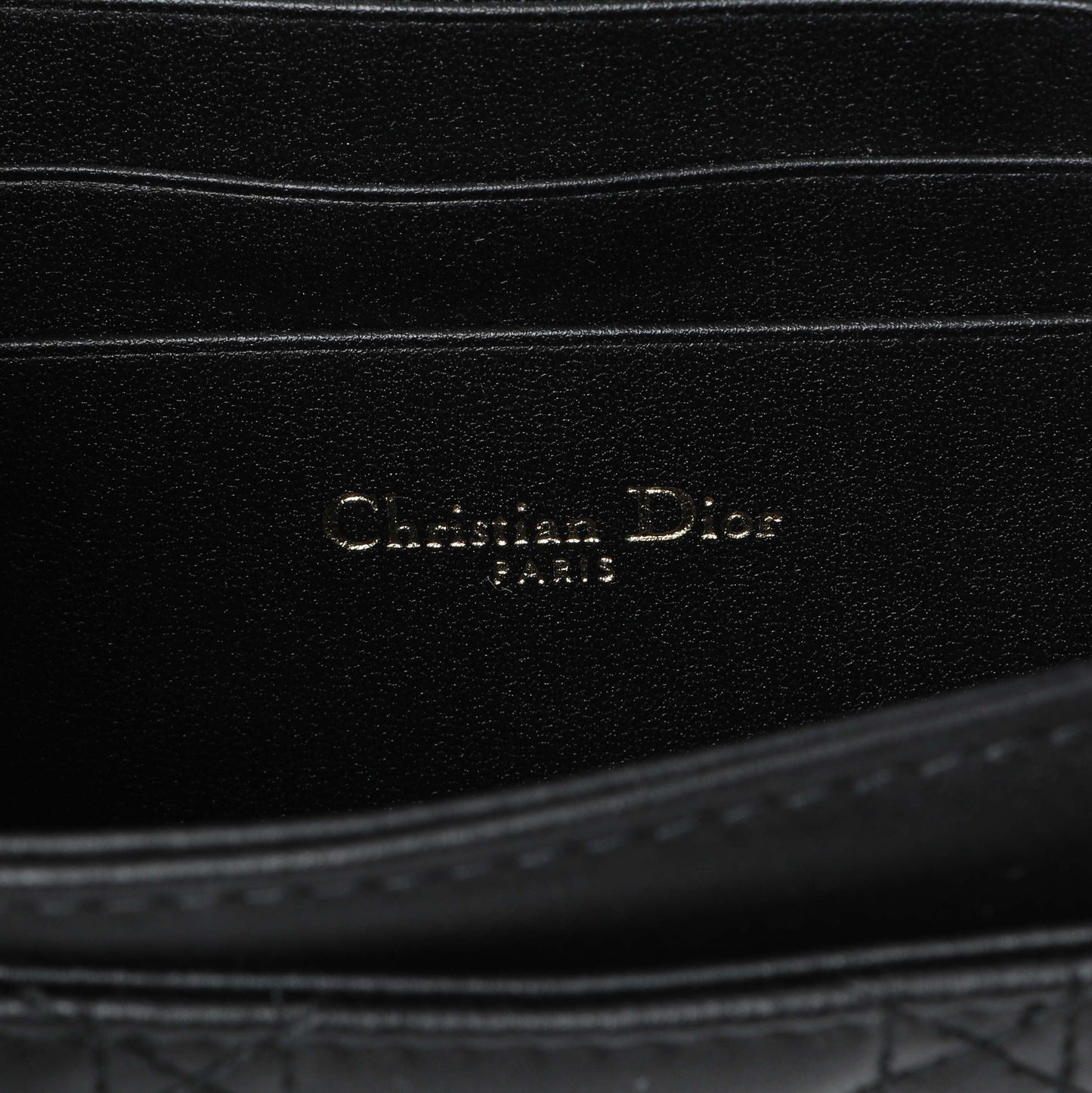 Exclusive Christian Dior Black Lambskin Cannage Mini My Dior Bag — Detail View