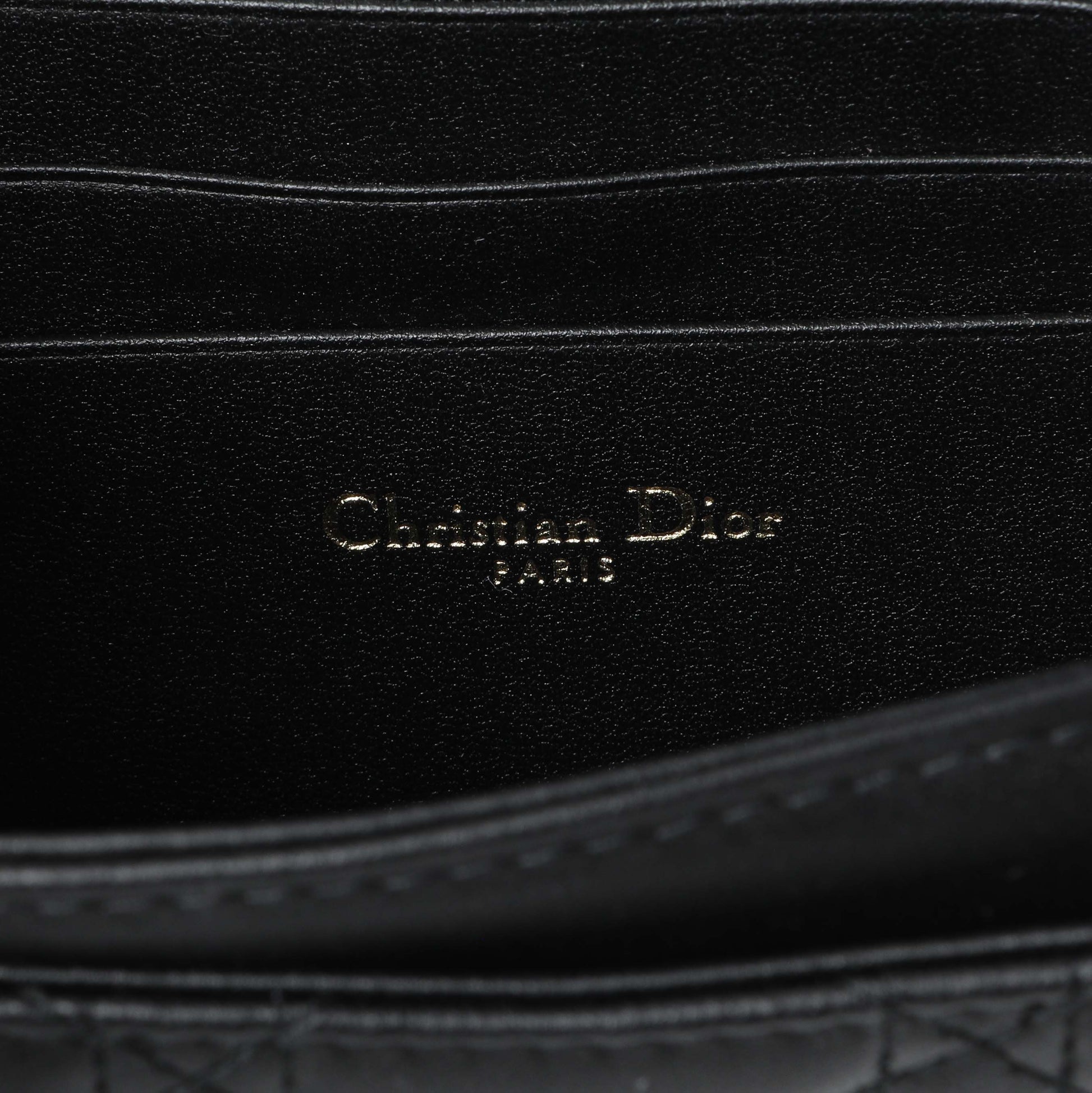 Exclusive Christian Dior Black Lambskin Cannage Mini My Dior Bag — Detail View