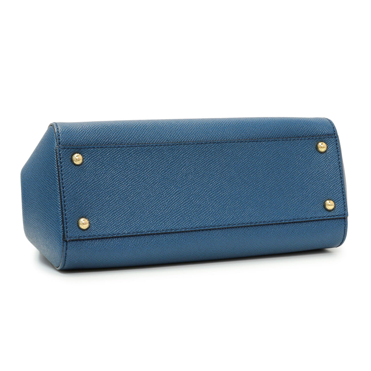 Exclusive Dolce & Gabbana Blue Grained Calfskin Medium Miss Sicily Satchel — Back View