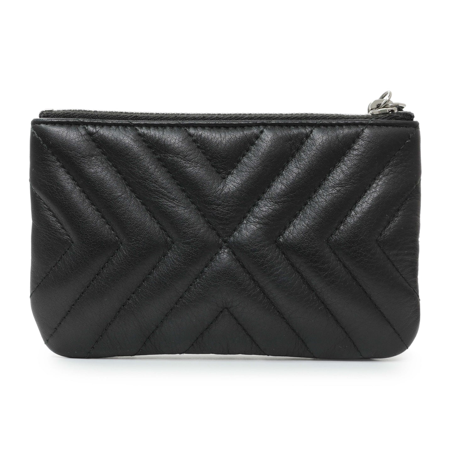 Exclusive Chanel Black Calfskin Tassel Small Cosmetic Pouch — Side View