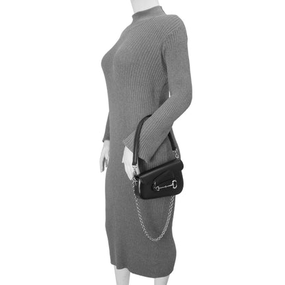 Exclusive Gucci Black Calfskin Mini Horsebit 1955 Asymmetric Shoulder Bag — Alternate View 7