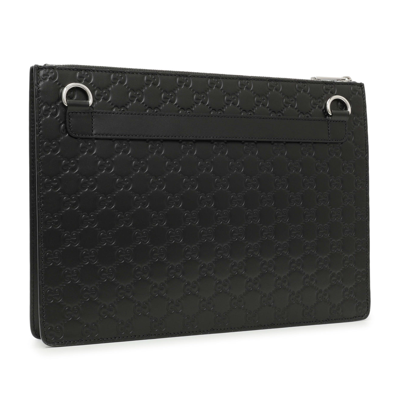 Exclusive Gucci Black Guccissima Signature Messenger Bag — Side View