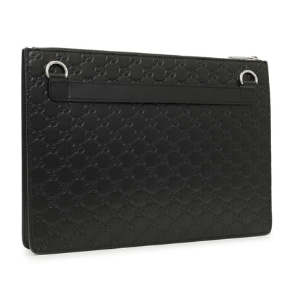 Exclusive Gucci Black Guccissima Signature Messenger Bag — Side View