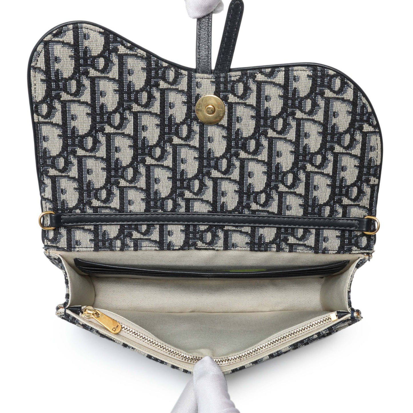 Exclusive Christian Dior Oblique Saddle Chain Pouch — Top View