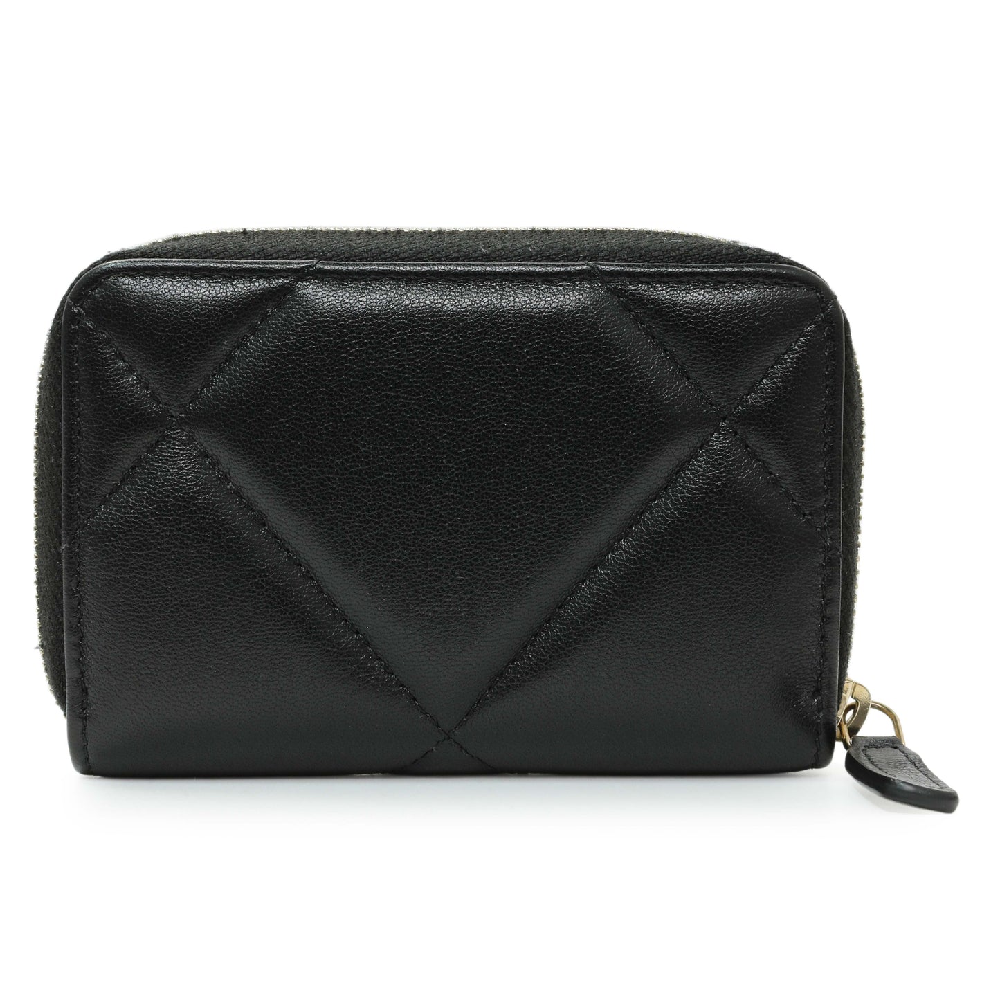 Exclusive Chanel Black Quilted Lambskin Zip Around 19 Coin Purse — Side View