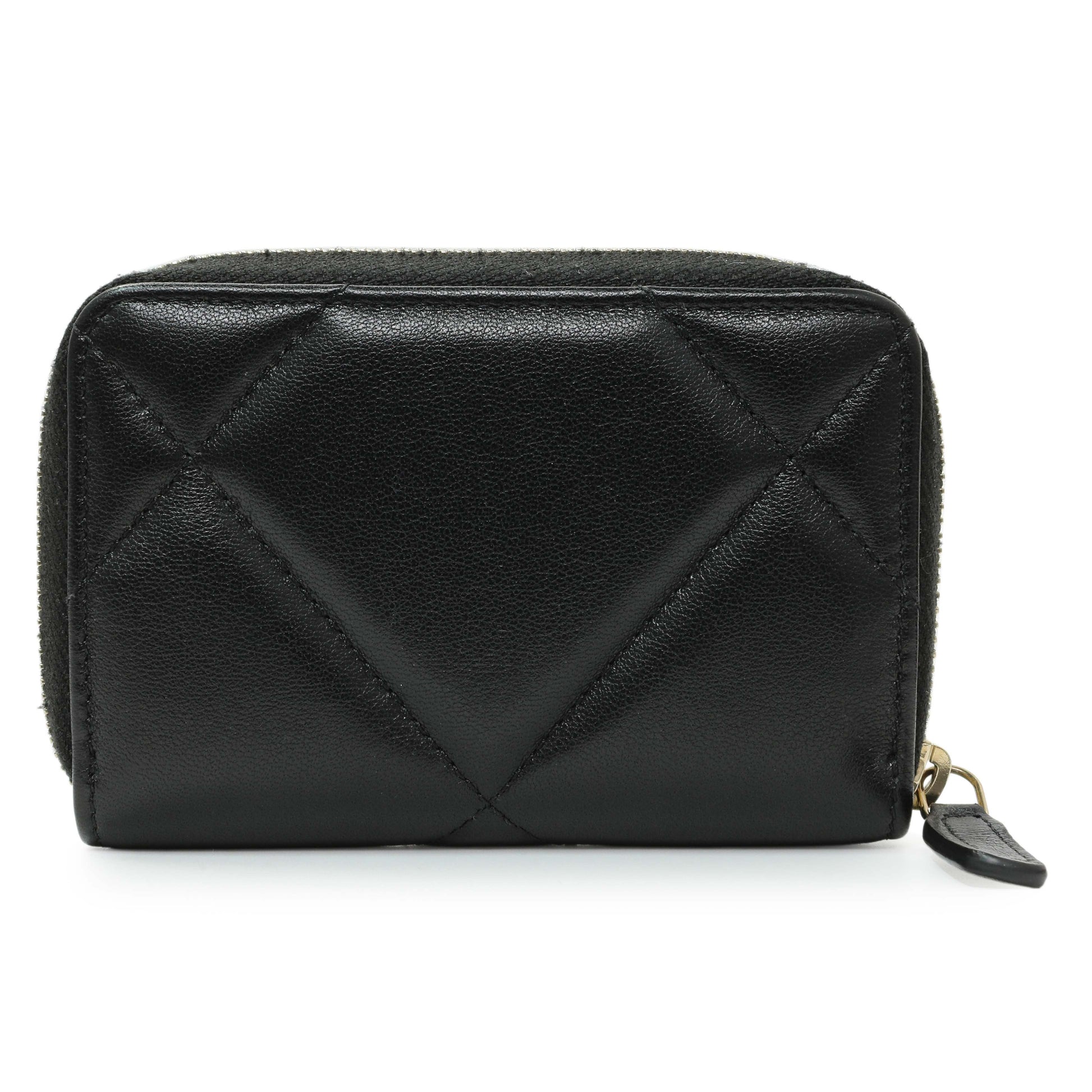 Exclusive Chanel Black Quilted Lambskin Zip Around 19 Coin Purse — Side View