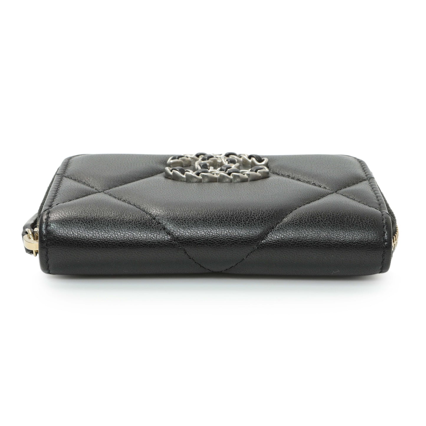 Exclusive Chanel Black Quilted Lambskin Zip Around 19 Coin Purse — Back View