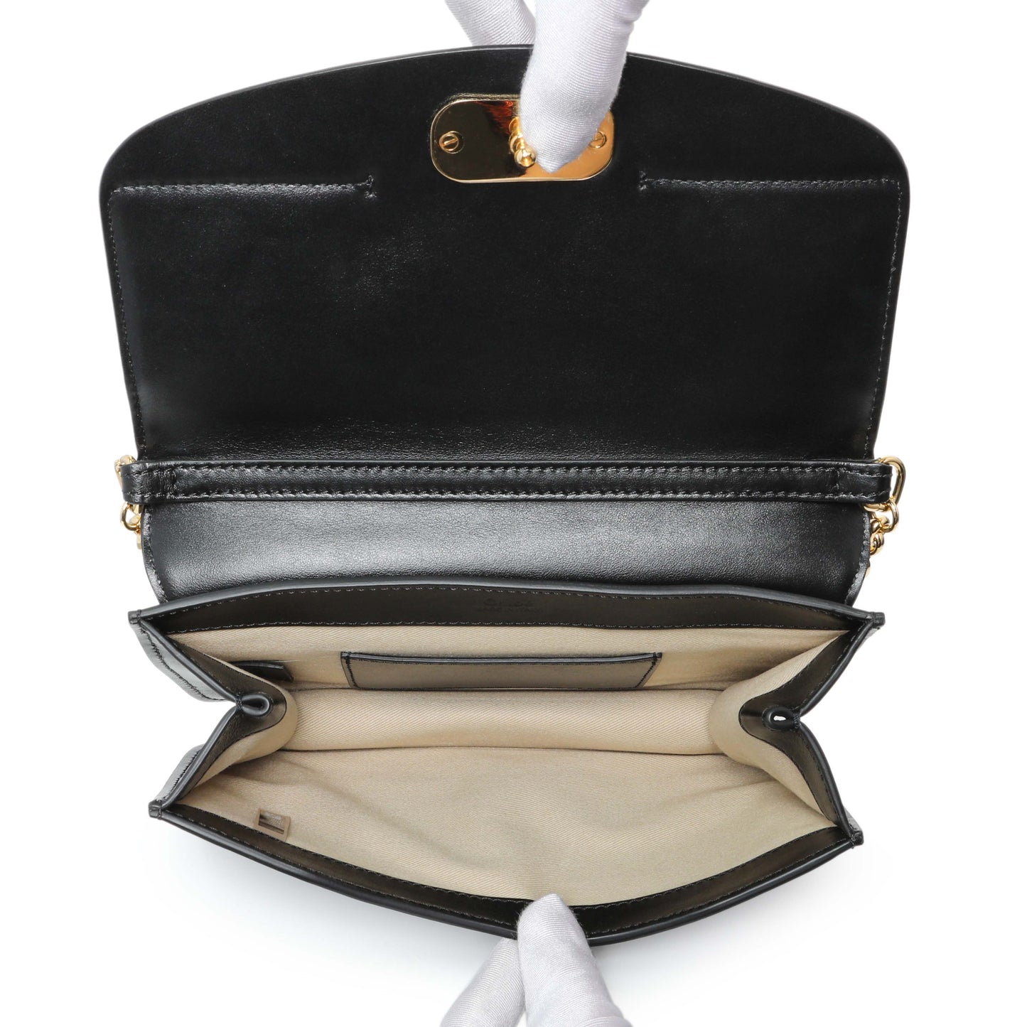 Exclusive Chloe Black Calfskin C Chain Clutch — Top View