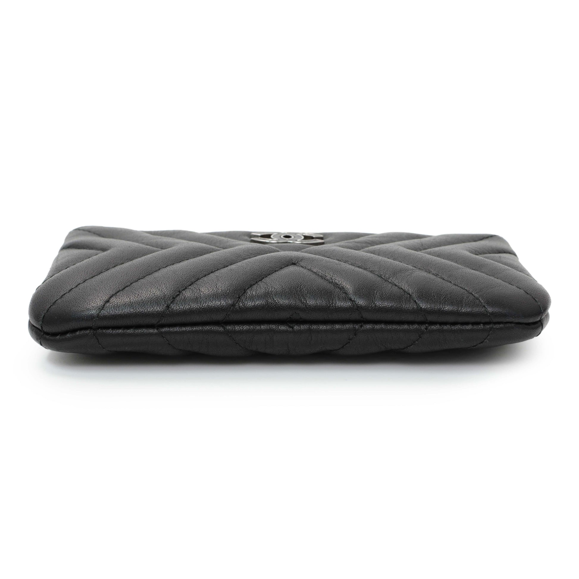 Exclusive Chanel Black Calfskin Tassel Small Cosmetic Pouch — Back View