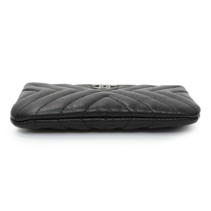 Exclusive Chanel Black Calfskin Tassel Small Cosmetic Pouch — Back View