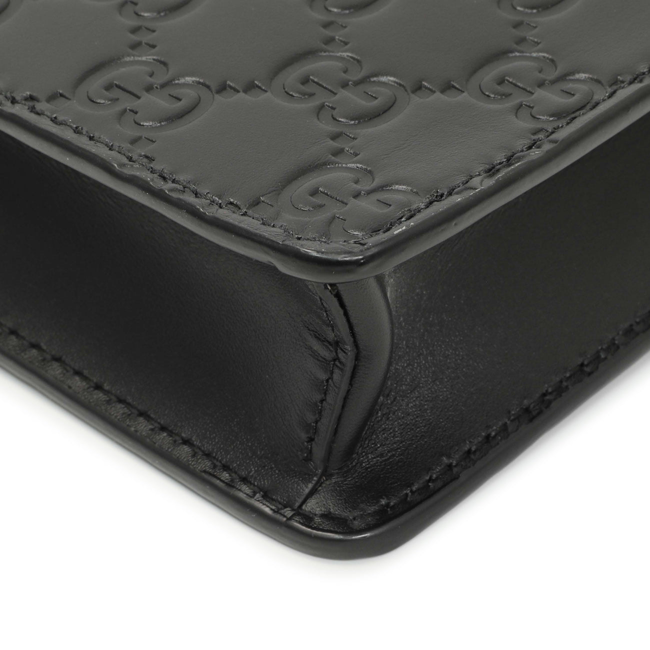 Exclusive Gucci Black Guccissima Signature Messenger Bag — Detail View