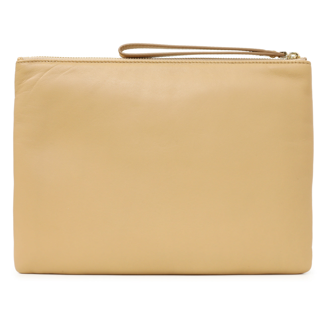 Exclusive Salvatore Ferragamo Almond Lambskin Clutch — Side View