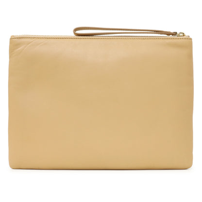 Exclusive Salvatore Ferragamo Almond Lambskin Clutch — Side View