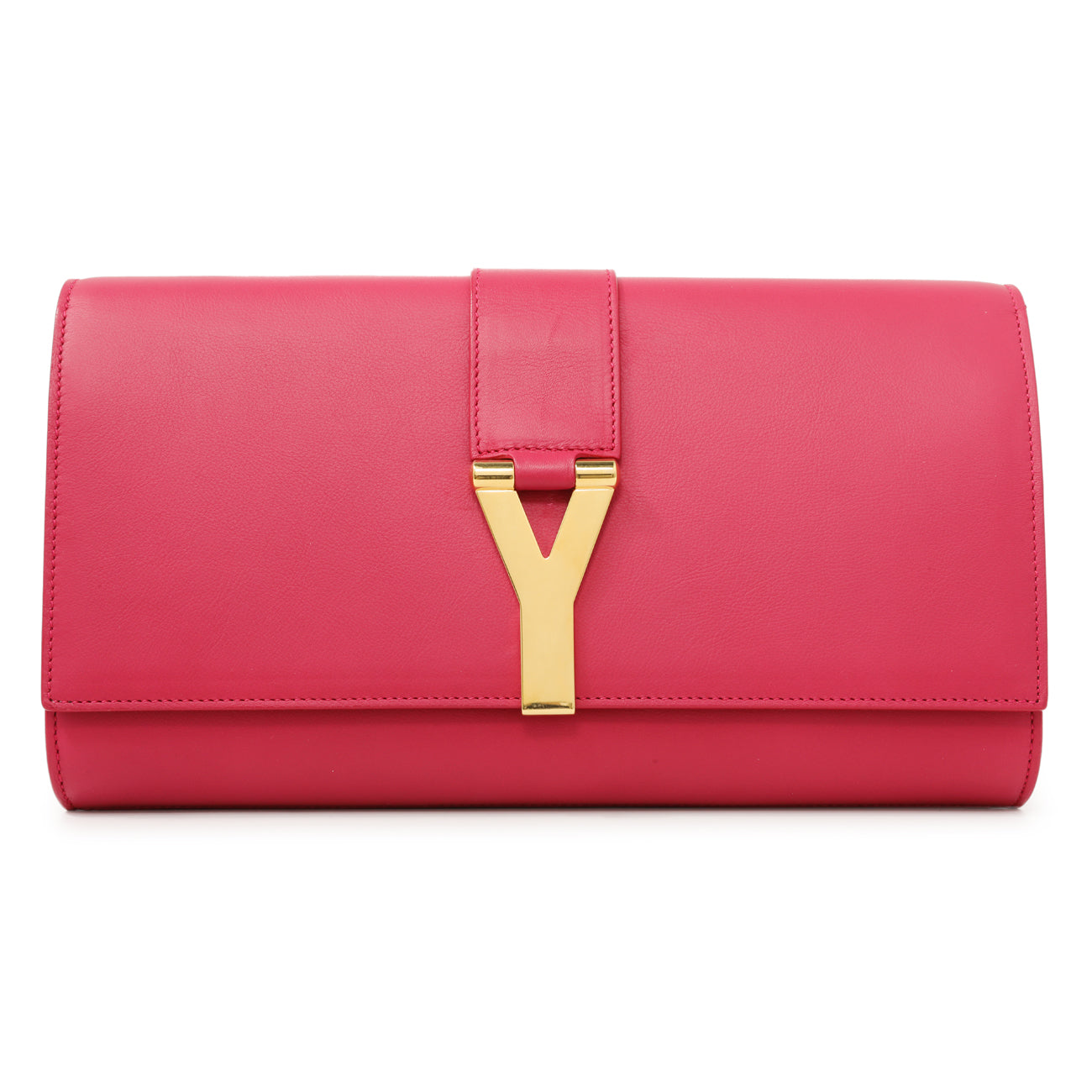 Exclusive Saint Laurent Pink Calfskin Y Ligne Clutch — Front View
