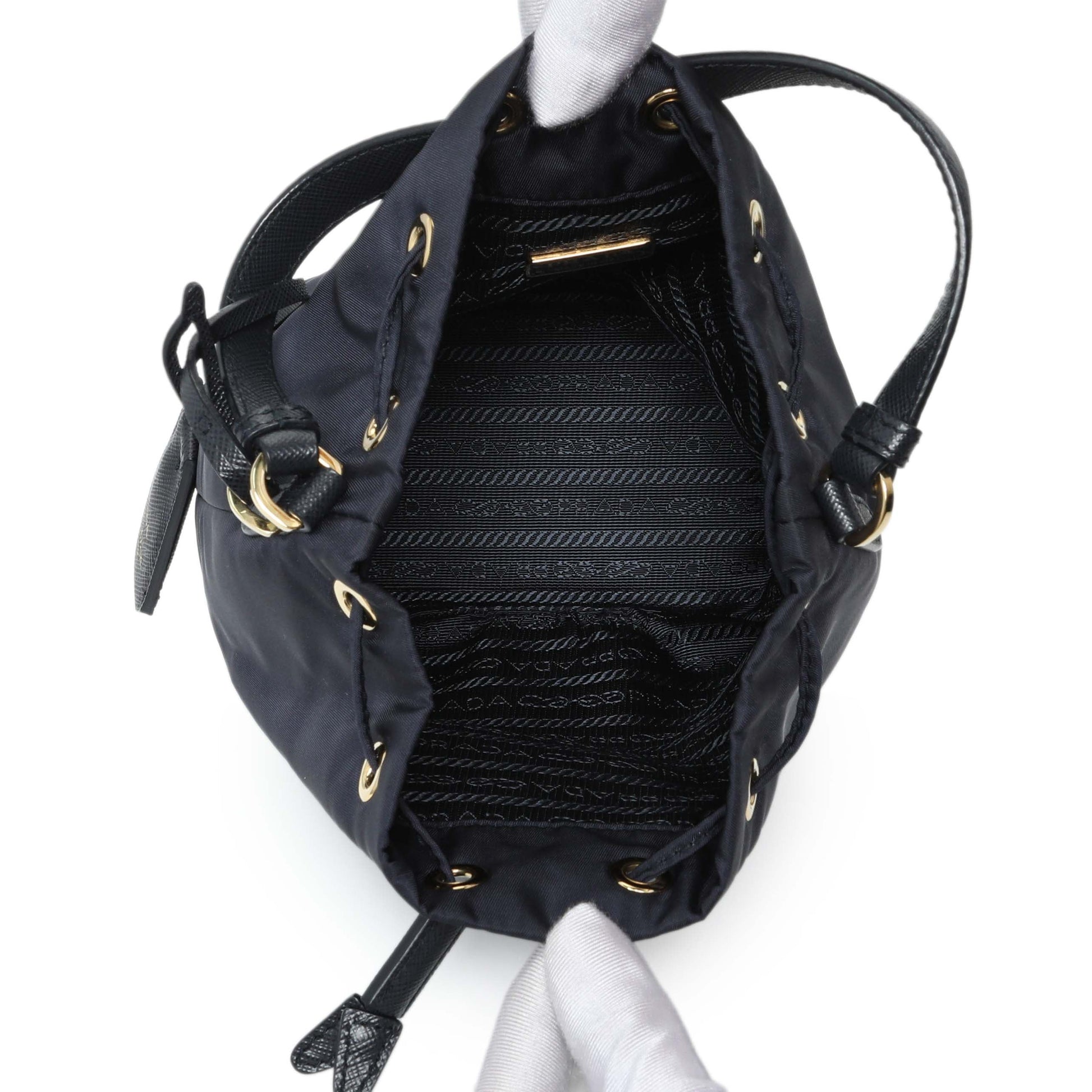Exclusive Prada Navy Re-Edition 1978 Mini Re-Nylon Bucket Bag — Top View