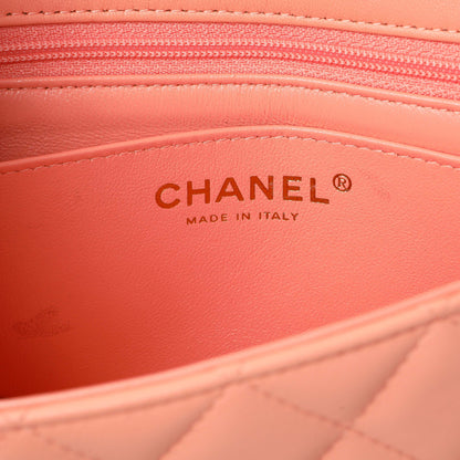 Exclusive Chanel Light Orange Lambskin Mini Rectangular Classic Flap Bag — Alternate View 9