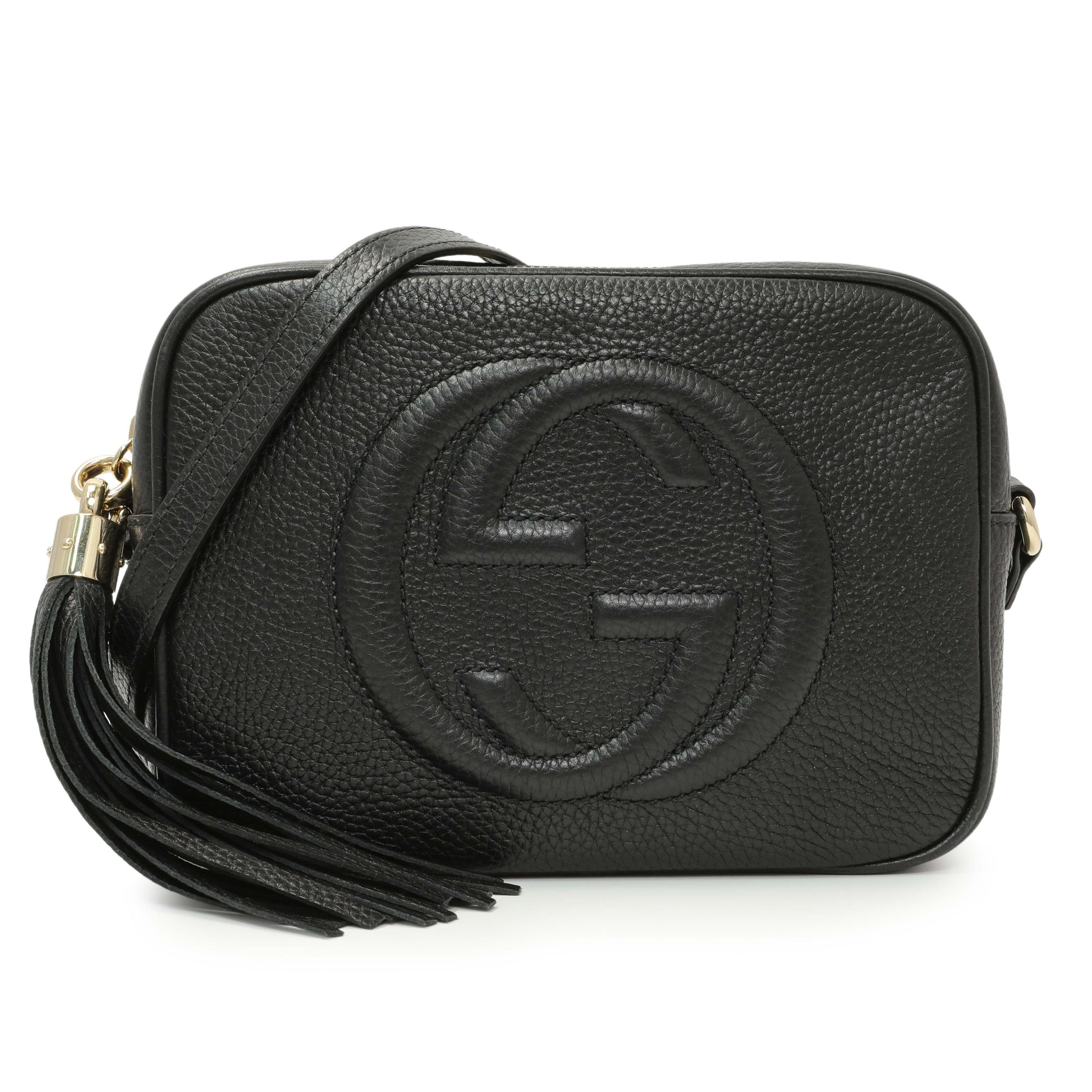 Exclusive Gucci Black Pebbled Calfskin Small Soho Disco Bag — Front View