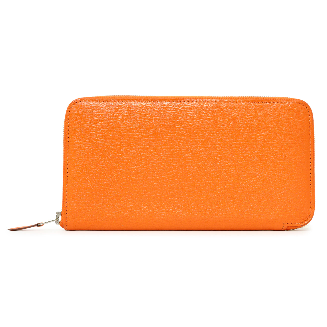 Exclusive Hermes Orange Chevre Mysore Azap Wallet — Front View