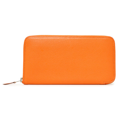 Exclusive Hermes Orange Chevre Mysore Azap Wallet — Front View