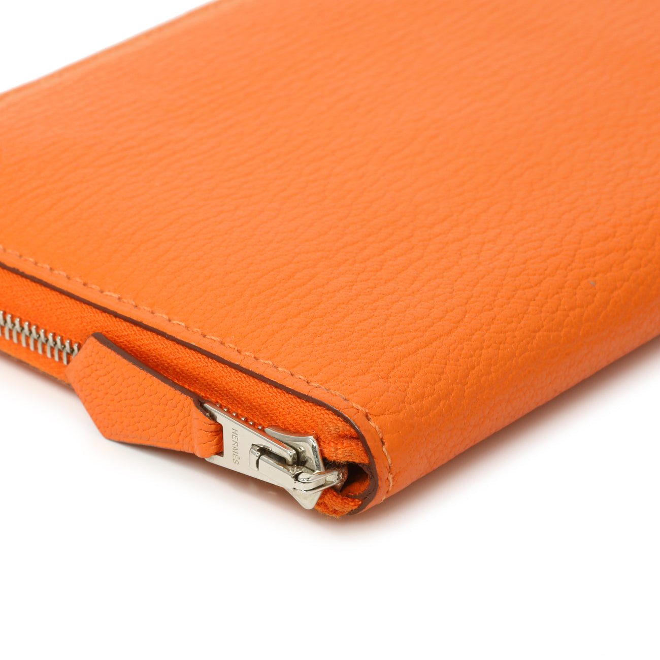 Exclusive Hermes Orange Chevre Mysore Azap Wallet — Top View