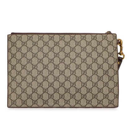 Exclusive Gucci GG Supreme Monogram Courrier Neo Vintage Zip Wristlet — Side View