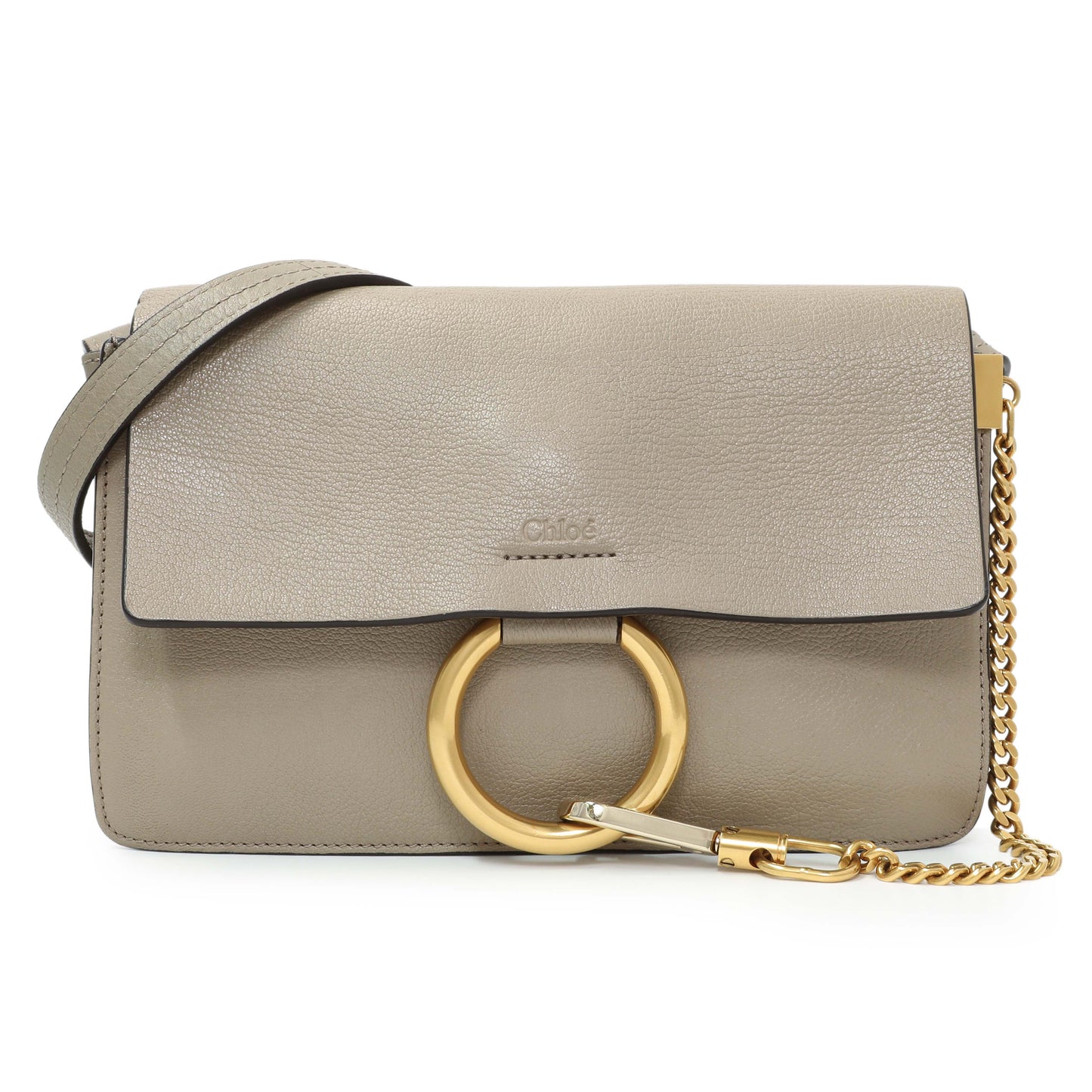 Exclusive Chloe Motty Grey Grained Calfskin Small Faye Shoulder Bag — Front View