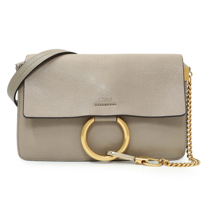 Exclusive Chloe Motty Grey Grained Calfskin Small Faye Shoulder Bag — Front View