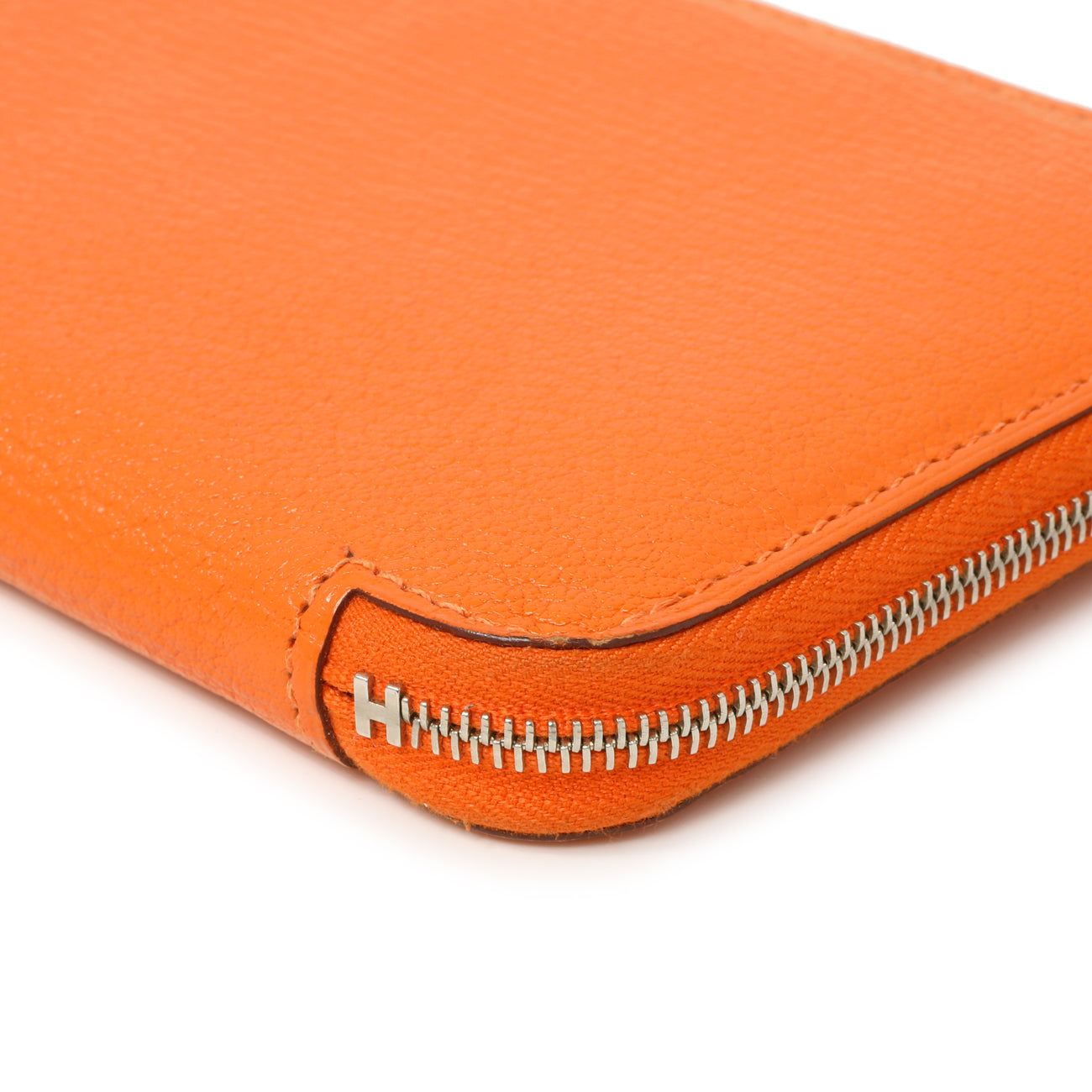 Exclusive Hermes Orange Chevre Mysore Azap Wallet — Detail View