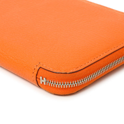 Exclusive Hermes Orange Chevre Mysore Azap Wallet — Detail View