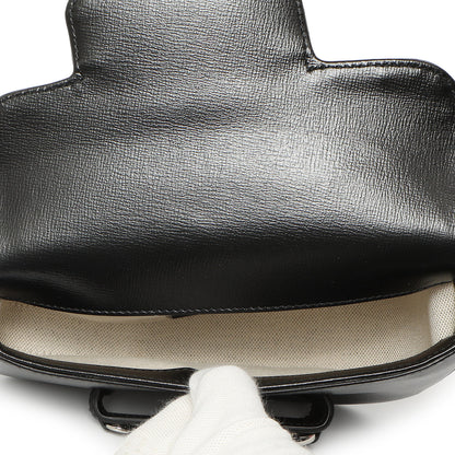 Exclusive Gucci Black Calfskin Mini Horsebit 1955 Asymmetric Shoulder Bag — Top View