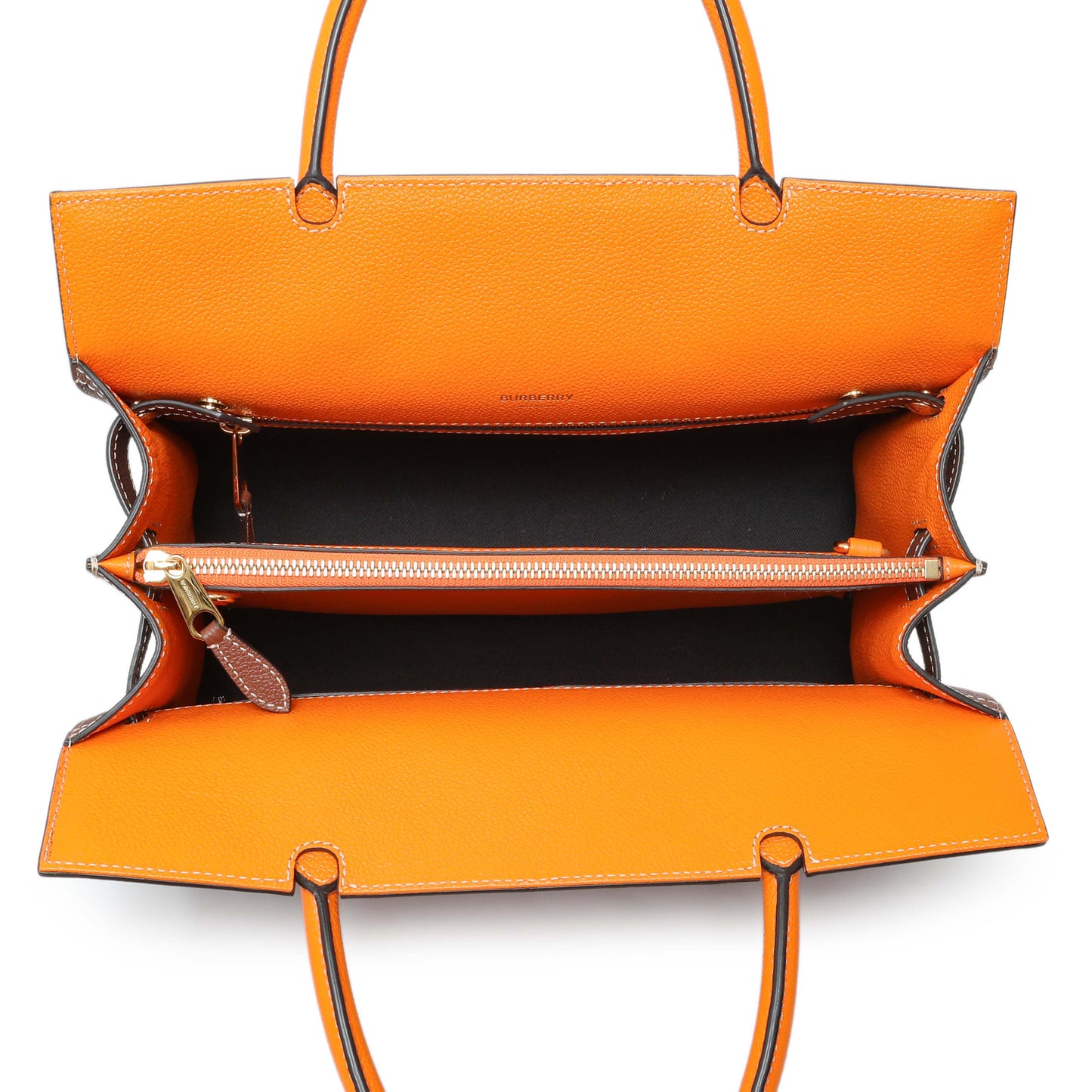 Exclusive Burberry Brown Orange Calfskin Small Title Bag — Top View
