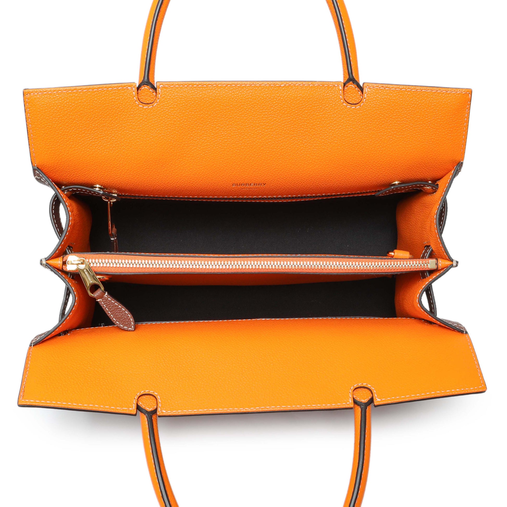 Exclusive Burberry Brown Orange Calfskin Small Title Bag — Top View