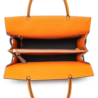 Exclusive Burberry Brown Orange Calfskin Small Title Bag — Top View