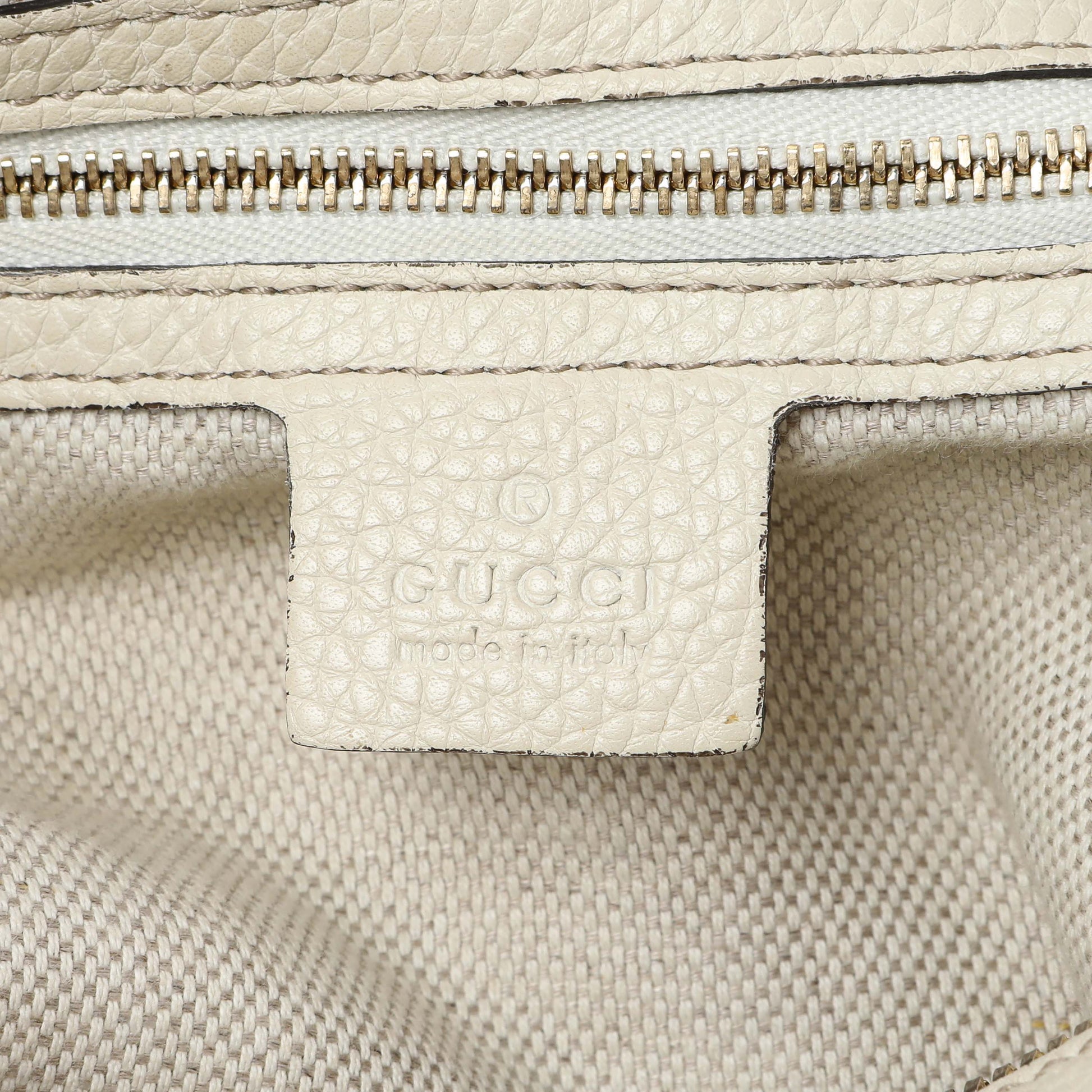 Exclusive Gucci Ivory Soho Pebbled Leather Hobo Shoulder Bag — Alternate View 9
