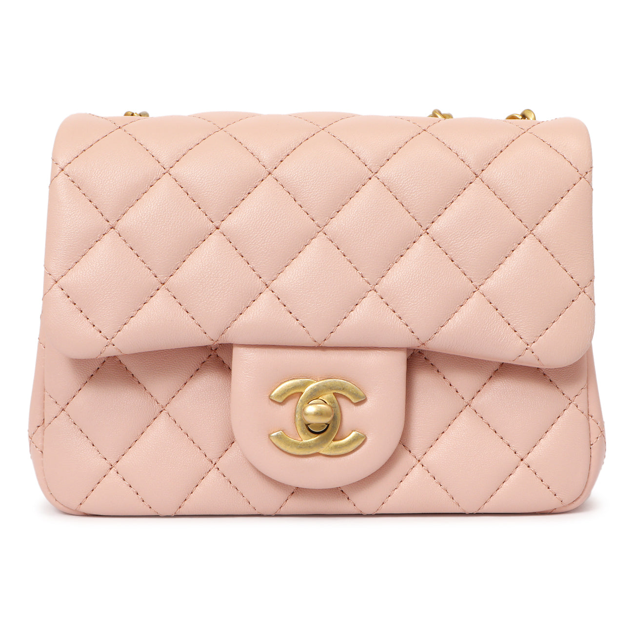 Exclusive Chanel Pink Quilted Lambskin Mini Sweet Camellia Flap — Side View