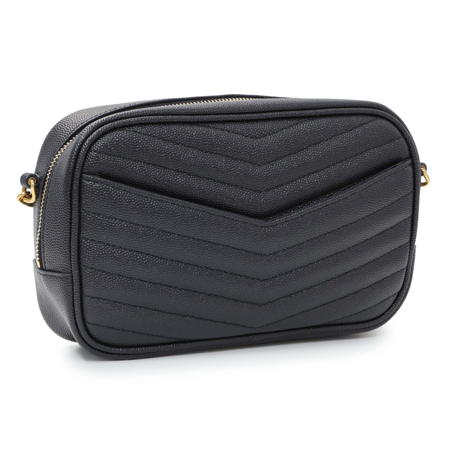 Exclusive Saint Laurent Navy Grain De Poudre Matelasse Monogram Mini Lou Camera Bag — Side View