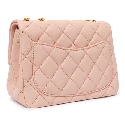 Exclusive Chanel Pink Quilted Lambskin Mini Sweet Camellia Flap — Back View