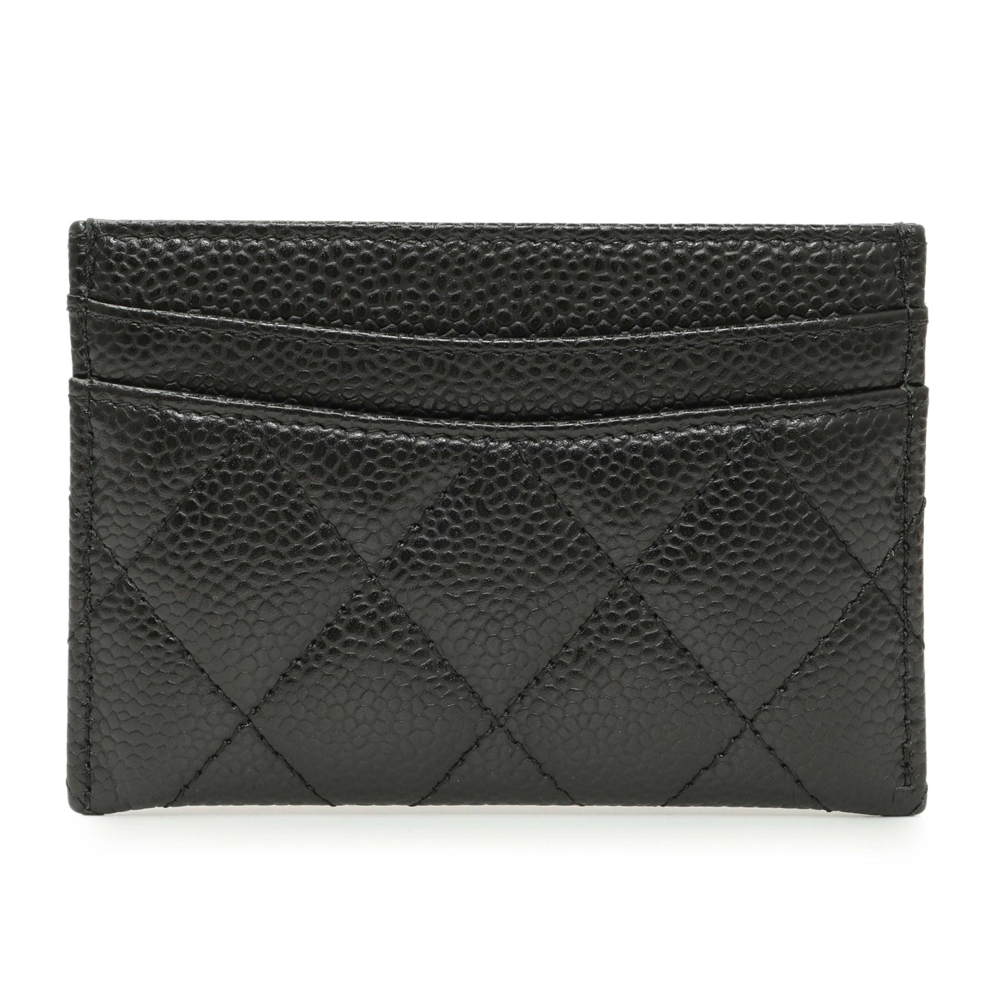 Exclusive Chanel Black Quilted Caviar Card Holder — Side View