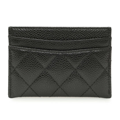 Exclusive Chanel Black Quilted Caviar Card Holder — Side View