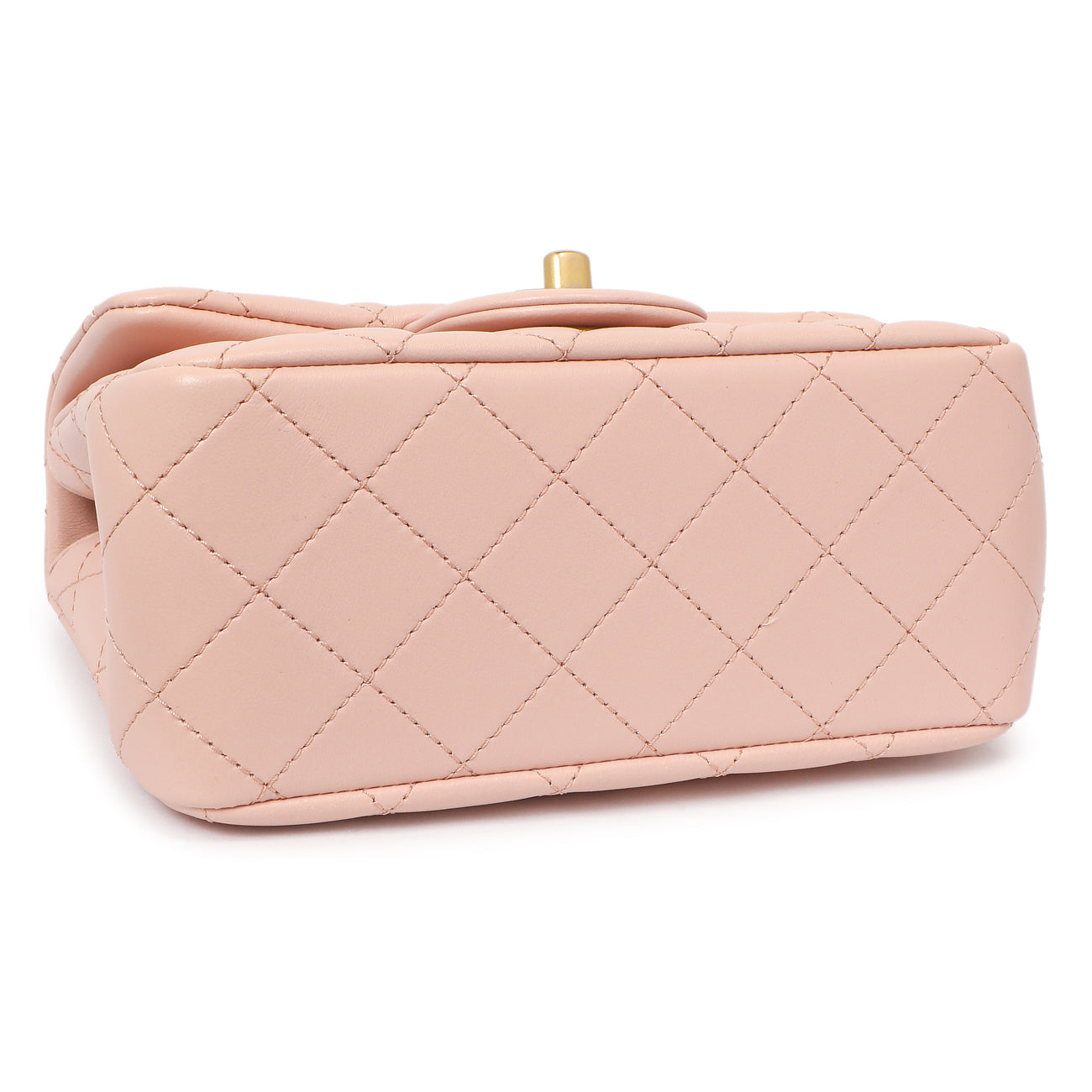 Exclusive Chanel Pink Quilted Lambskin Mini Sweet Camellia Flap — Top View