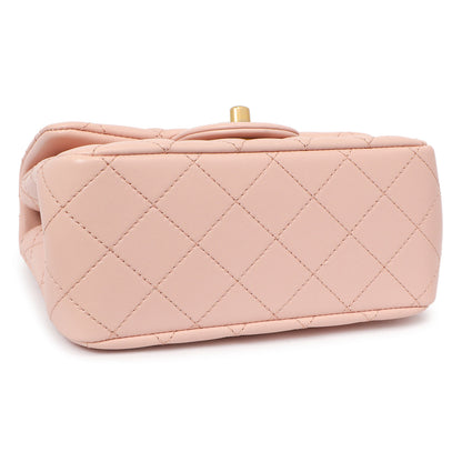 Exclusive Chanel Pink Quilted Lambskin Mini Sweet Camellia Flap — Top View