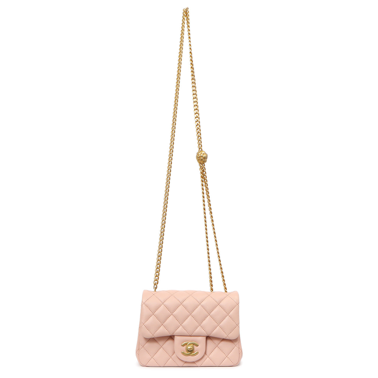 Exclusive Chanel Pink Quilted Lambskin Mini Sweet Camellia Flap — Front View