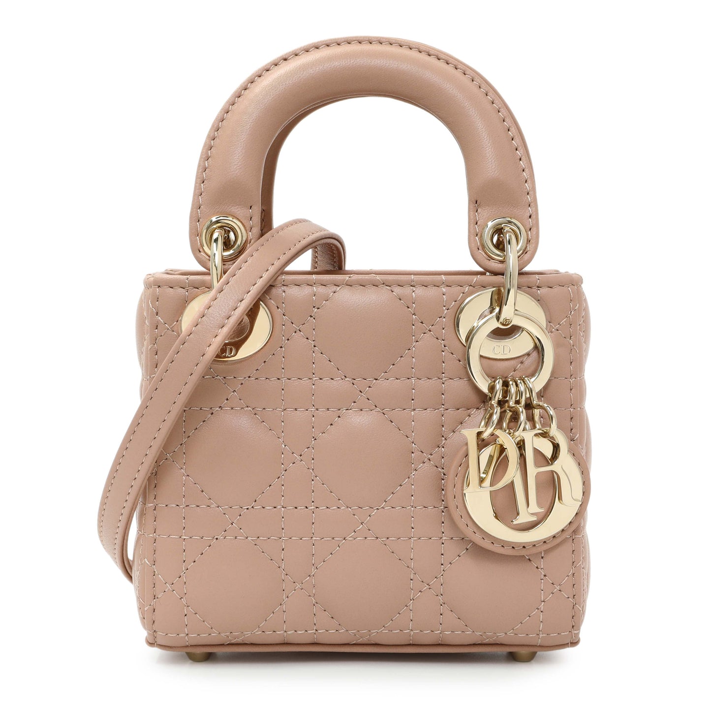 Exclusive Christian Dior Lambskin Cannage Micro Lady Dior — Front View