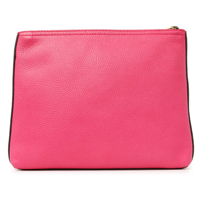 Exclusive Gucci Pink Pebbled Calfskin Logo Portfolio Clutch — Side View