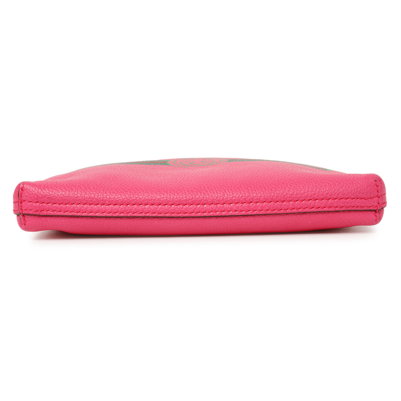 Exclusive Gucci Pink Pebbled Calfskin Logo Portfolio Clutch — Back View