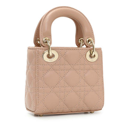 Exclusive Christian Dior Lambskin Cannage Micro Lady Dior — Side View