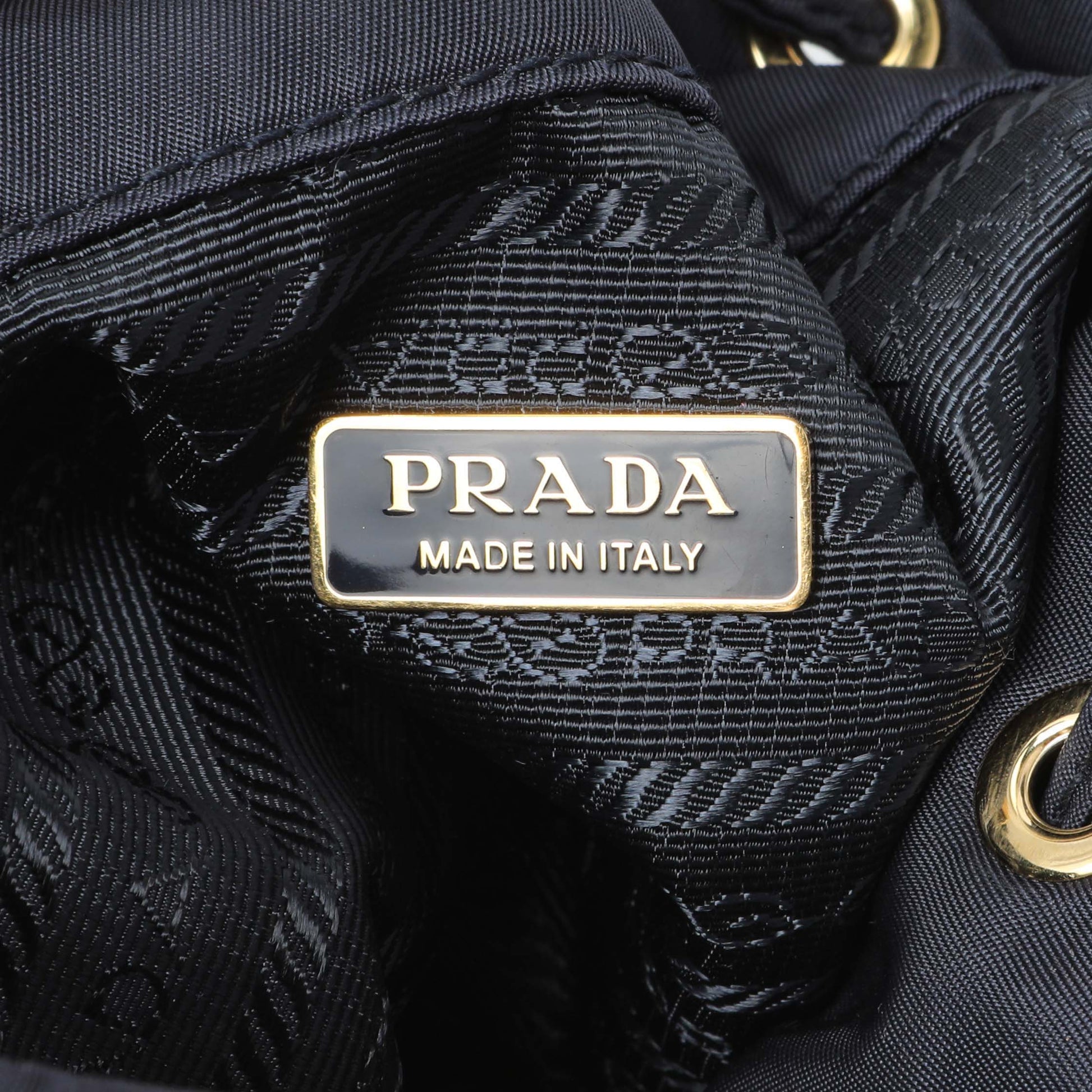 Exclusive Prada Navy Re-Edition 1978 Mini Re-Nylon Bucket Bag — Detail View
