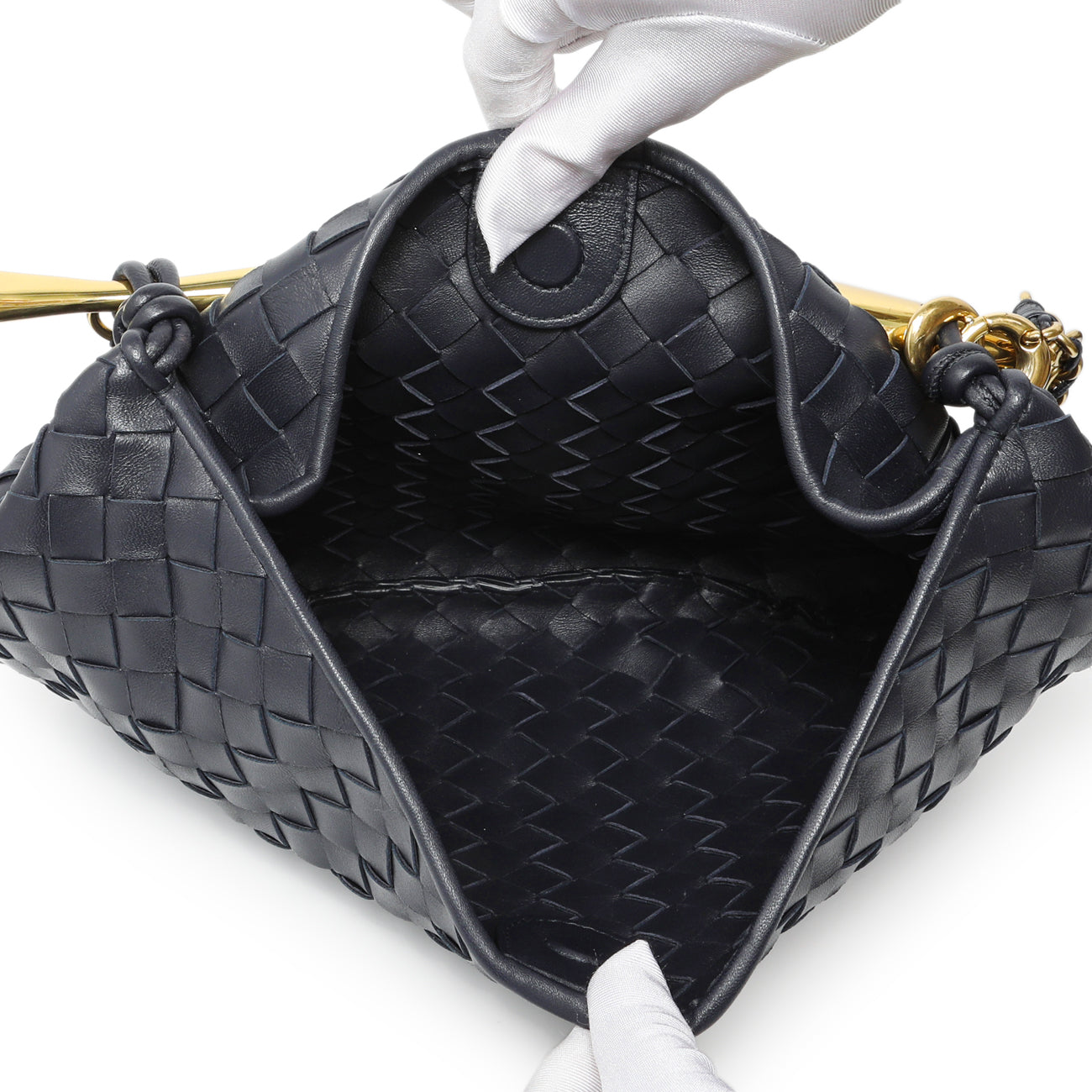 Exclusive Bottega Veneta Nappa Intrecciato Sardine With Chain Bag — Top View