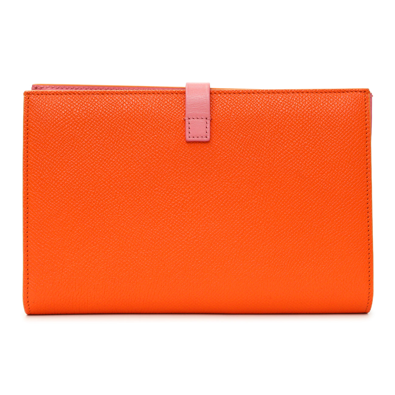 Exclusive Celine Orange Grained Calfskin Large Multifunction Strap Wallet — Side View