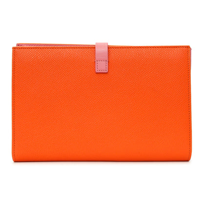 Exclusive Celine Orange Grained Calfskin Large Multifunction Strap Wallet — Side View